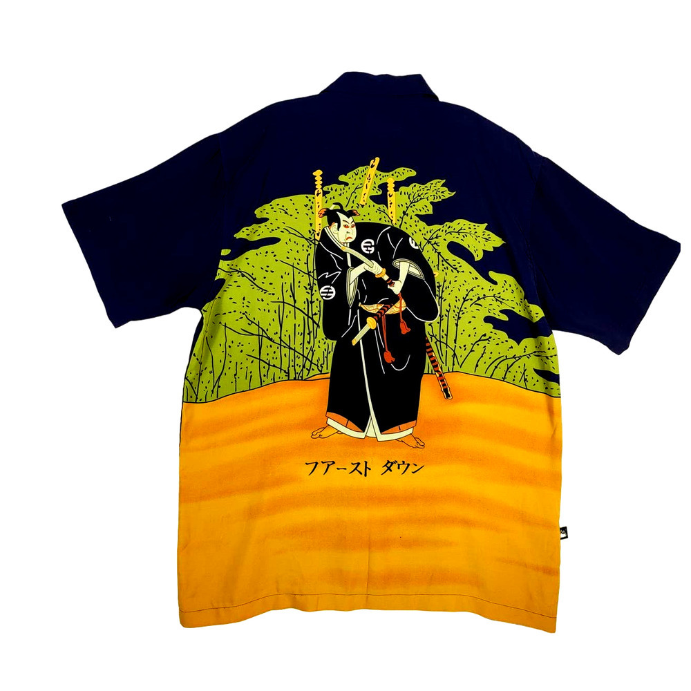 First‎ Down Southern Rim Shirt Asian Print Toshusai Sharaku Japan Medium  #673